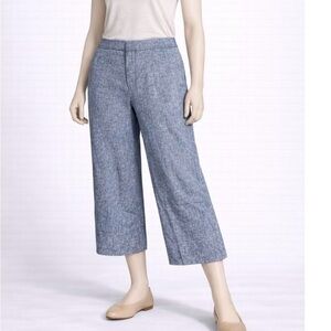 Ann Taylor Cropped Wide-Leg Linen Pants in Light Blue size 12P